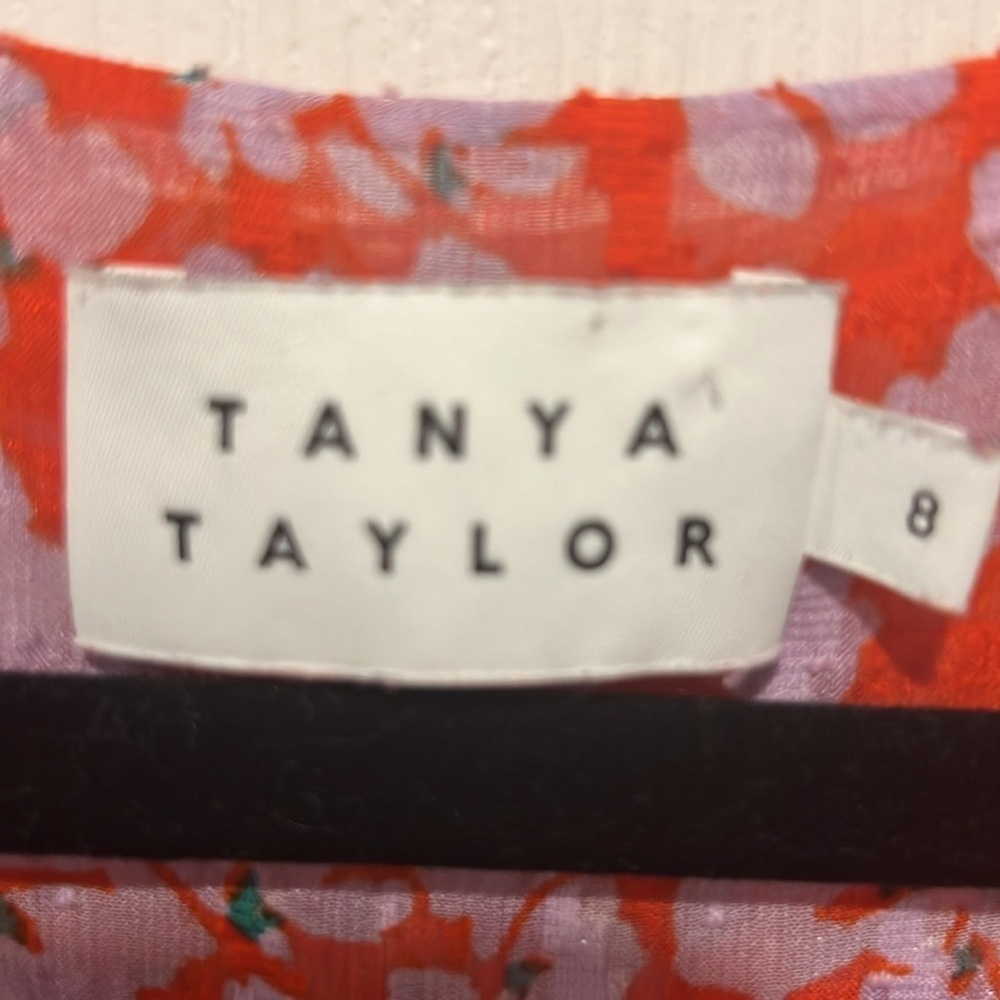 Tanya Taylor short sleeve ruched silk blend floral mini dress size 8 - Picture 7 of 9